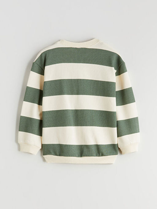 Bisiklet Yaka ?izgili Erkek ?ocuk Sweatshirt
