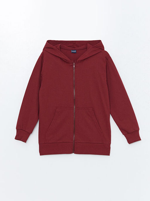 Kap??onlu Erkek ?ocuk Fermuarl? Sweatshirt