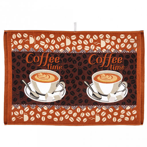 Полотенце кухонное махровое 40х60см "Кофе", 290гр/м2, 100% хлопок, с петелькой, цвета микс, Bolangde (Китай)