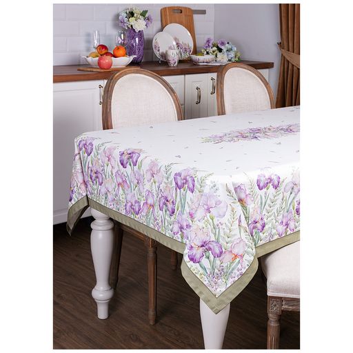 СКАТЕРТЬ ИРИСЫ 160Х220СМ ,БЕЛЫЙ, 100