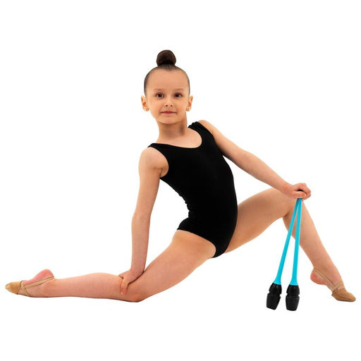 Булавы гимнастические вставляющиеся Grace Dance, 36 см, цвет чёрный/голубой  фото 4