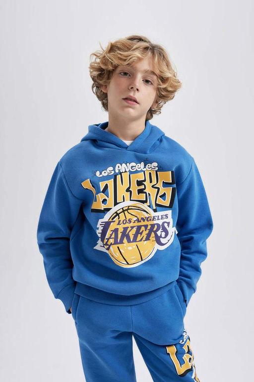 Толстовка с капюшоном для мальчиков NBA Los Angeles Lakers - Defacto фото 6