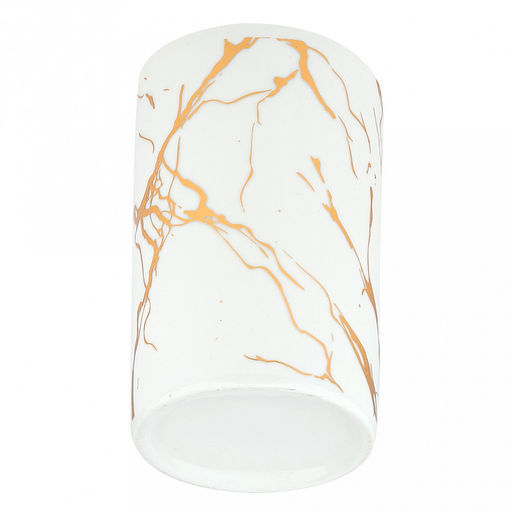 Набор для ванной "Мрамор" 4 предмета: дозатор для мыла 360мл, д7см, h17,8см; мыльница 11,3х7,8х2,4см; стакан для зубных щеток с разделителем 330мл, д7см, h10,7см, стакан 290мл, д6,3см, h11см; фурнитура пластик "под золото", глянцвая глазурь, белый/зо