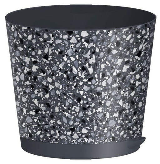 Горшок для цветов Stone Flower D200 мм, 4л с прикорневым поливом с декором (серый)