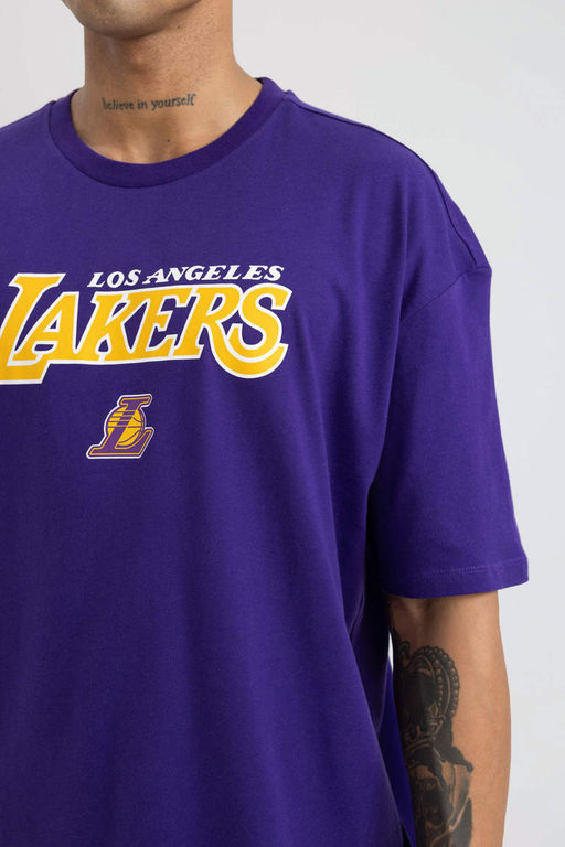 DeFactoFit Футболка свободного кроя с круглым вырезом и короткими рукавами NBA Los Angeles Lakers  фото 4