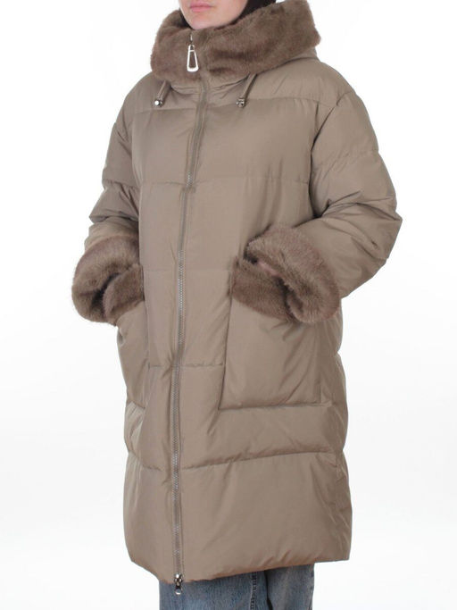 6093 OLIVE Куртка зимняя женская оверсайз (200 гр. холлофайбер)