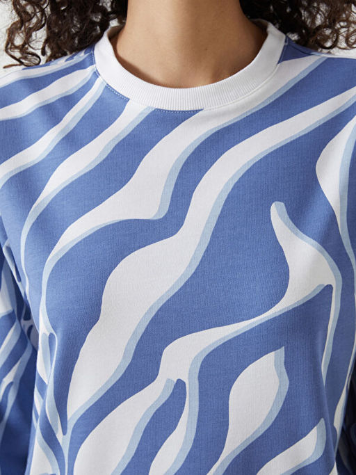 Bisiklet Yaka Desenli Kad?n Sweatshirt Tunik