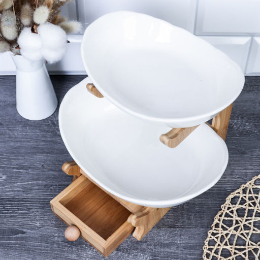 Блюдо 2 штуки на подставке 18/22 см / KT130 /уп 8/ с лотком - Галеонтрейд фото 3