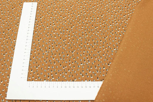 Теплый хлопок Мелкие белые листочки цв.коричневая охра, ш.1.5м, хлопок-100%, 150гр/м.кв - Купава фото 3