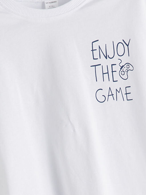 Bisiklet Yaka Yaz? Bask?l? Erkek ?ocuk Ti??rt