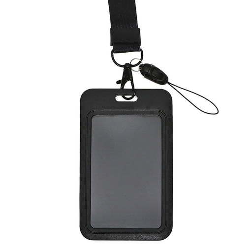 Цена за 2 шт. Бейдж-карман вертикальный пластиковый, внешний 110×68 мм, внутренний 85×54 мм, лента 80×2 см, чёрный.