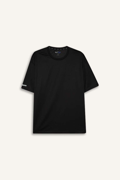 DeFactoFit Boxy Fit Bisiklet Yaka Arma Bask?l? Bask?l? Sporcu K?sa Kollu Tisort  фото 2
