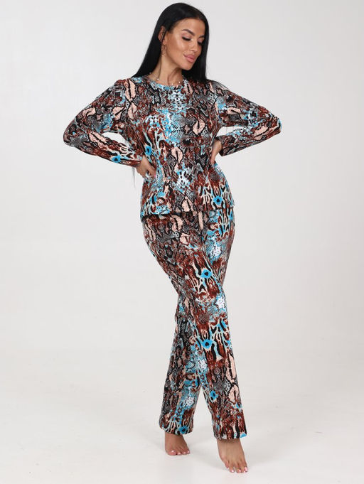 52 ЖЕНСКАЯ ПИЖАМА (брюки) (Коричневый (змея)) - А-дина фото 3