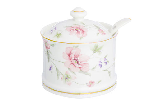 Сахарница 250 мл 9*9*10 см Диана + ложка, фарфор, NEW BONE CHINA - Elan gallery фото 8