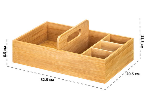 Органайзер для хранения с секциями 32,5*20,5*11,5 см с ручкой, бамбук - Elan gallery фото 2