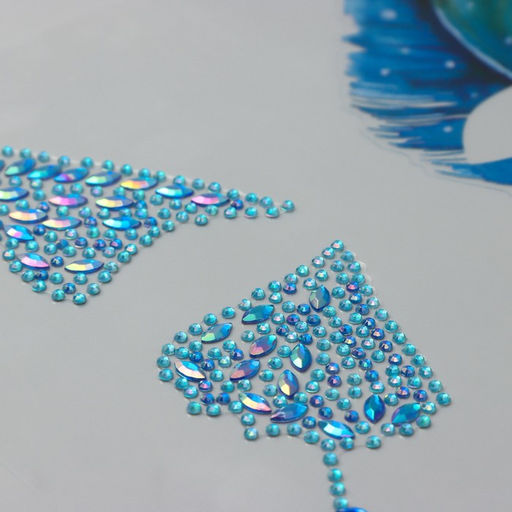 Наклейка - стразы на лицо Крыло бабочки и перо, 16?17 см