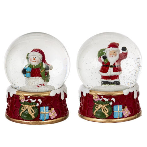 Фигурка декоративная "Дед Мороз/Снеговик" в стекл шаре, L7,5 W7,5 H8,5 см, 2в.