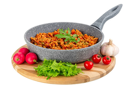 Сковорода глубокая 22 см ГАРМОНИЯ ВКУСА Серый мрамор без крышки, н/р, 38*23*9,5 см