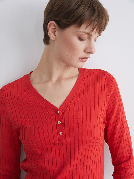 V Yaka Kad?n Triko Kazak