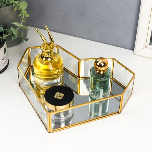 Подставка универсальная для мелочей с зеркалом Сердце, стекло, подсвечник, 5.5?20.5?25.5 см