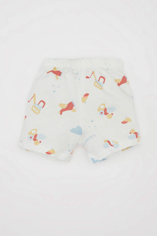 Пижамный комплект из чесаного хлопка с короткими рукавами и шортами для маленьких мальчиков - Defacto фото 2