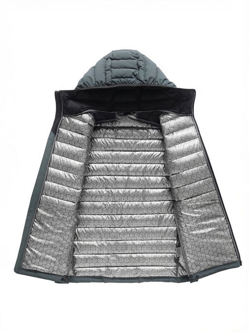 Куртка мужская стёганая с капюшоном с графеновой подкладкой цвета хаки 9623_1Kh