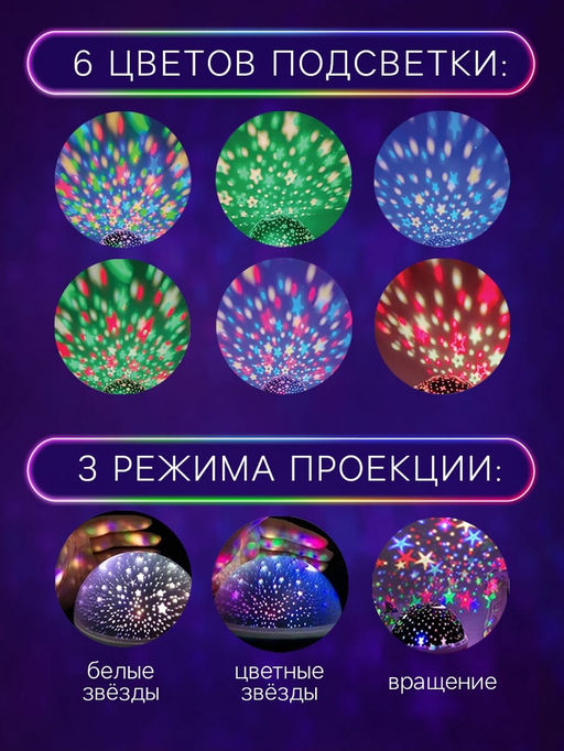 Проектор - ночник Звёздное небо, фиолетовый - Zabiaka фото 2