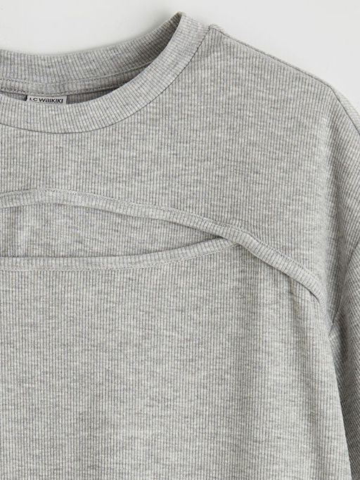 Bisiklet Yaka Pencere Detayl? K?z ?ocuk Ti??rt