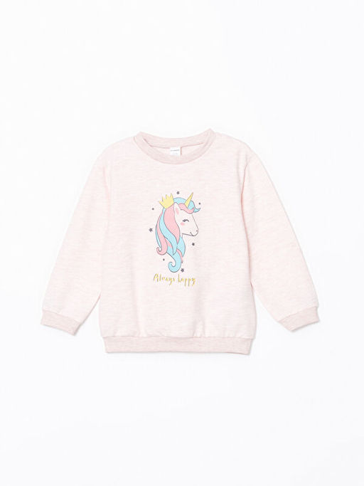 Bisiklet Yaka Bask?l? K?z Bebek Sweatshirt ve E?ofman Alt 2li - Waikiki фото 2