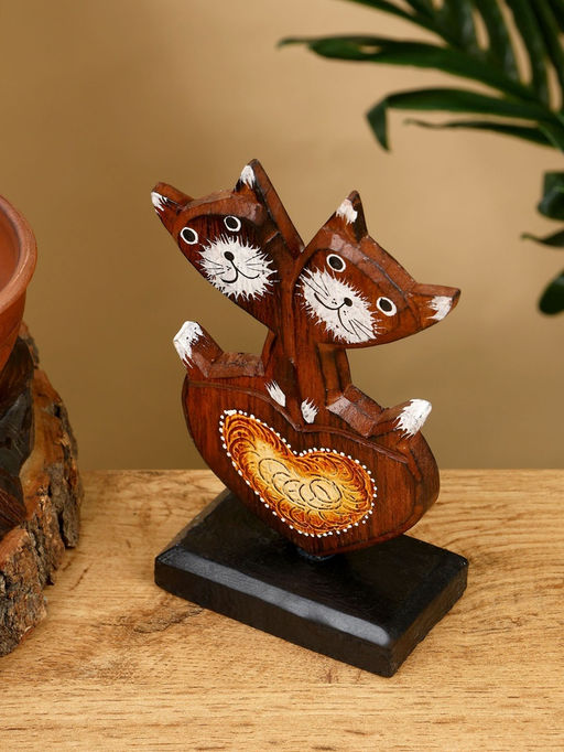 Сувенир «Кошачья парочка», 8×5×15 см, дерево, коричневый