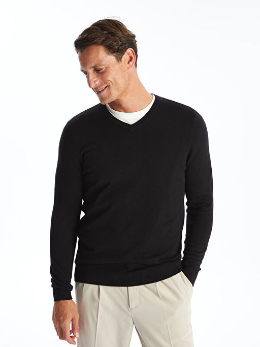 V Yaka Uzun Kollu Erkek Triko Kazak