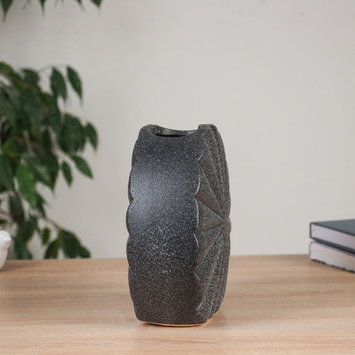 Ваза для цветов «Кайо», классик, d=8×5 см, 20.5×20.5 см, керамика, чёрная