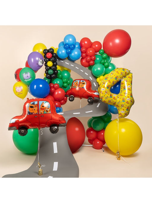Воздушный шар фольгированный 30" «Три Кота, автомобиль»