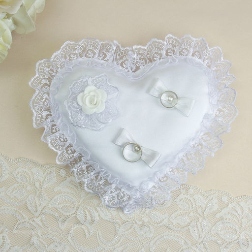 Подушечка для колец «Сердце», белая
