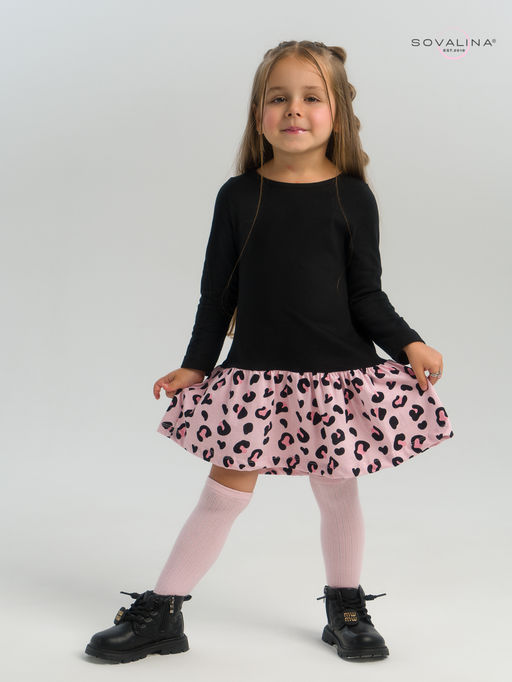 Платье Алиса дл/р черный-нежный леопард - Sovalina фото 16