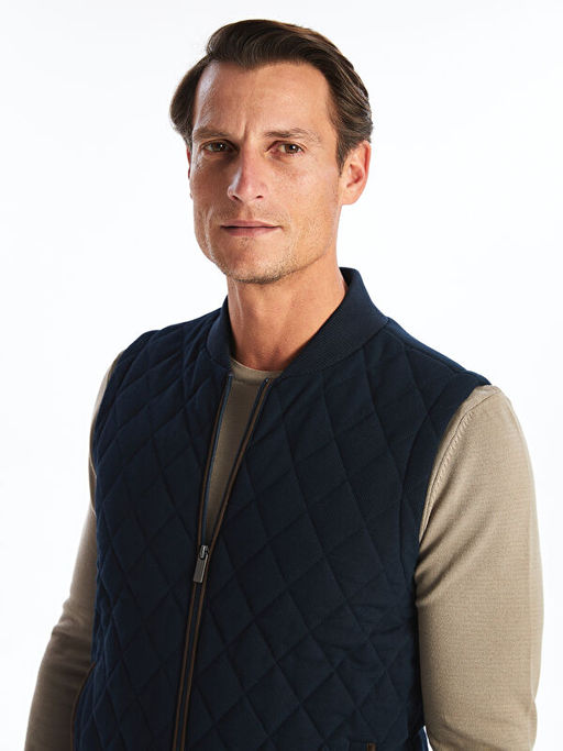 Standart Kal?p Dik Yaka Erkek Triko Yelek