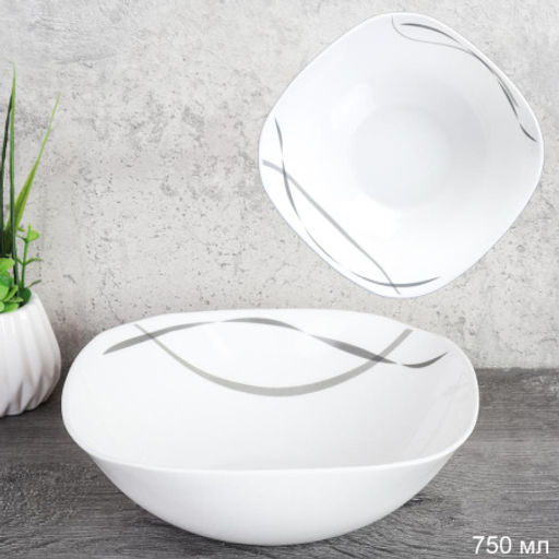 Салатник квадратный 750 мл 190 мм / LKSW75 (2026) /уп 36/Абстракция Волны