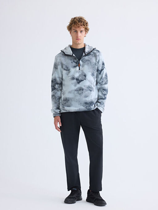 Uzun Kollu Desenli Erkek Hoodie