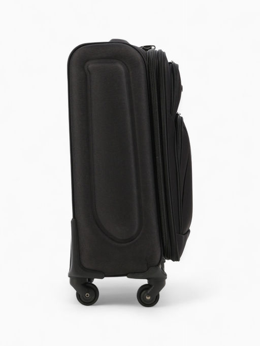 Чемодан на колёсах маленький 45 л (S), на молнии, с увеличением, кодовый замок, 4 колеса, чёрный