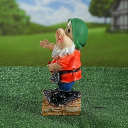 Садовая фигура из полистоуна «Гномик с лопатой», 15×12×30 см