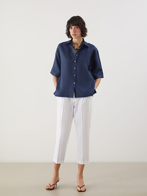 Oversize %100 Keten Kad?n G?mlek