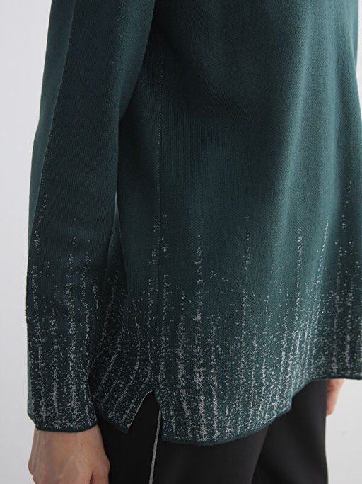 Bisiklet Yaka Desenli Kad?n Triko Kazak