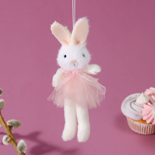 Мягкая игрушка на пасху «Зайка в платье» на подвесе, 16 см, МИКС