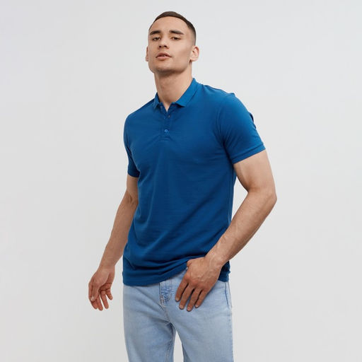 Футболка поло мужская MINAKU REGULAR FIT: синяя, р-р 42