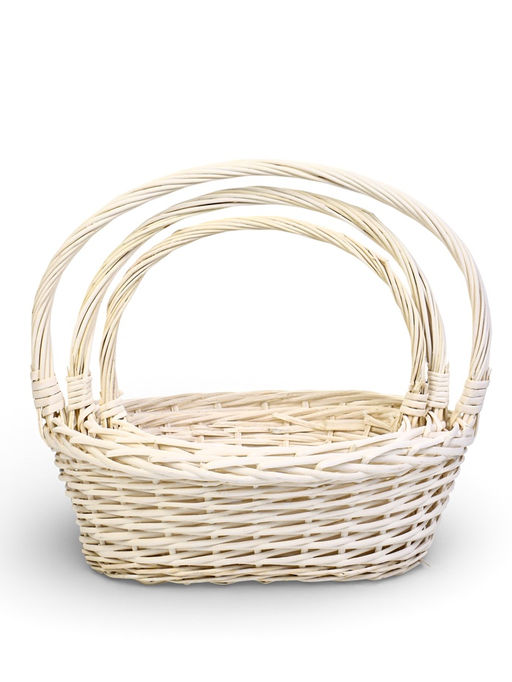 Корзина плетёная для хранения Tenda, с ручкой, белая, набор 3 шт.