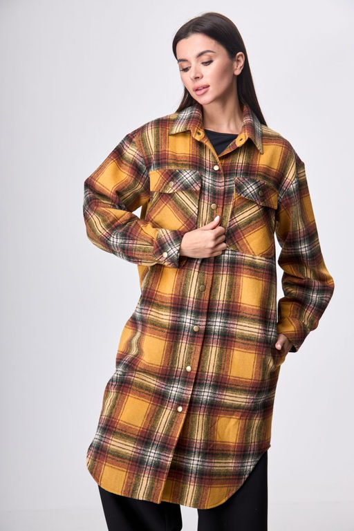 Пальто ANELLI 935 оранжевая клетка  фото 6