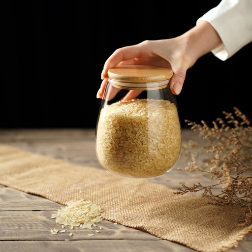 Банка для хранения сыпучих «Эко», 900 мл, 12×14.5 см, с бамбуковой крышкой, стекло, прозрачная