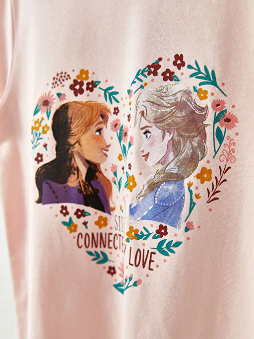 Bisiklet Yaka Frozen Bask?l? K?sa Kollu K?z ?ocuk Pijama Tak?m? - Waikiki фото 3