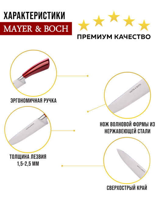 31407 -31408-31409-31411 Набор ножей 4 пр 33,5 см/33,5 см/33,5 см /20,5 см MB (х72) - Mayer&boch фото 6