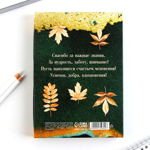 Ежедневник в подарочной коробке, А5, 80 листов, твердая обложка Золотому учителю - Artfox фото 10
